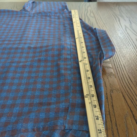 Bugatchi Classic Fit Mens Brown Blue Checkered Long Sleeve Button-Up Shirt sz XL - Picture 12 of 16